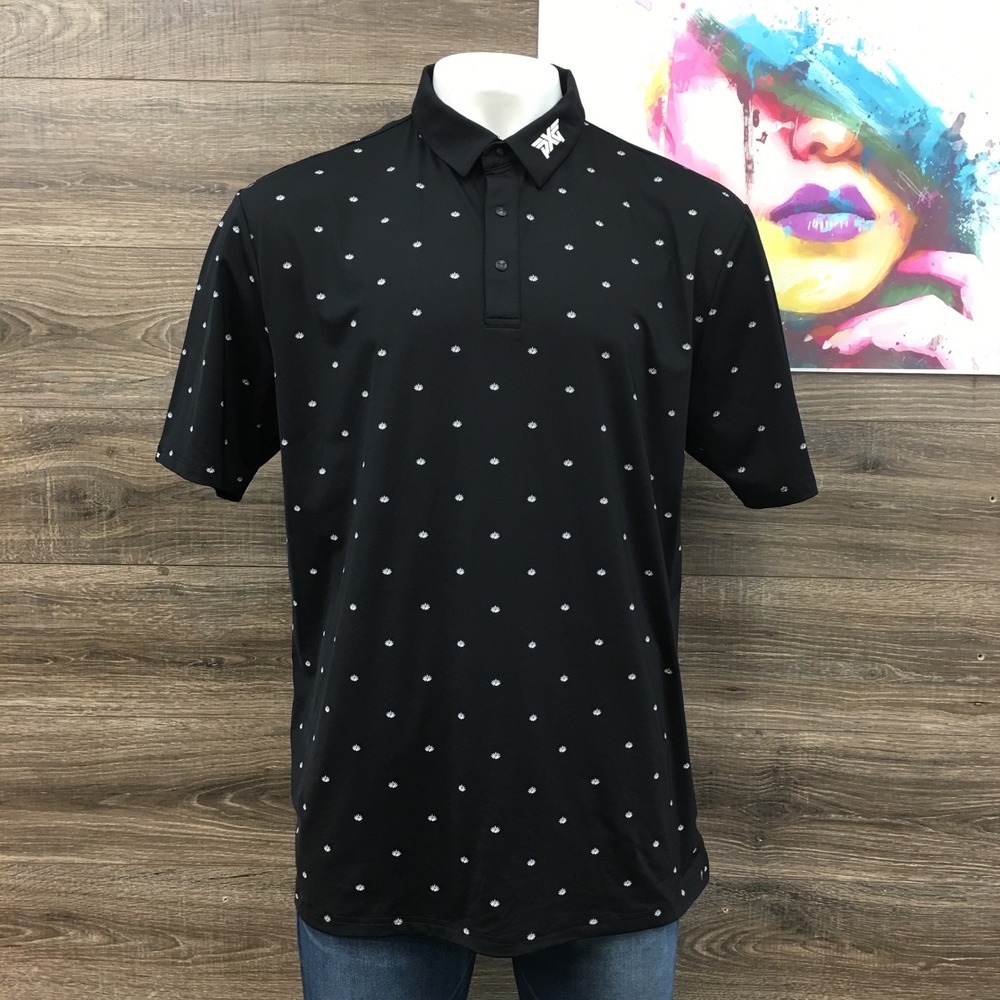 PXG Parsons Xtreme Golf Polo Shirt Mens XL Black Agave Print Performance